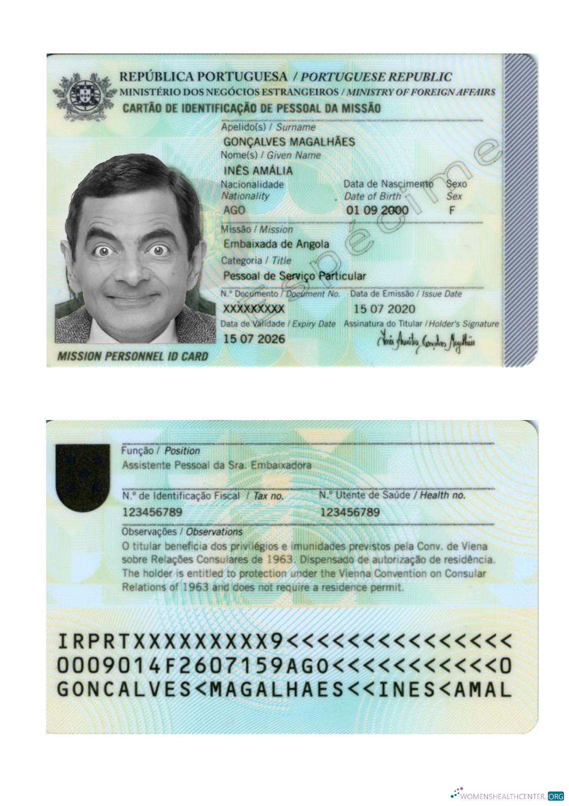 Download Portugal ID card 2020 present Photoshop template